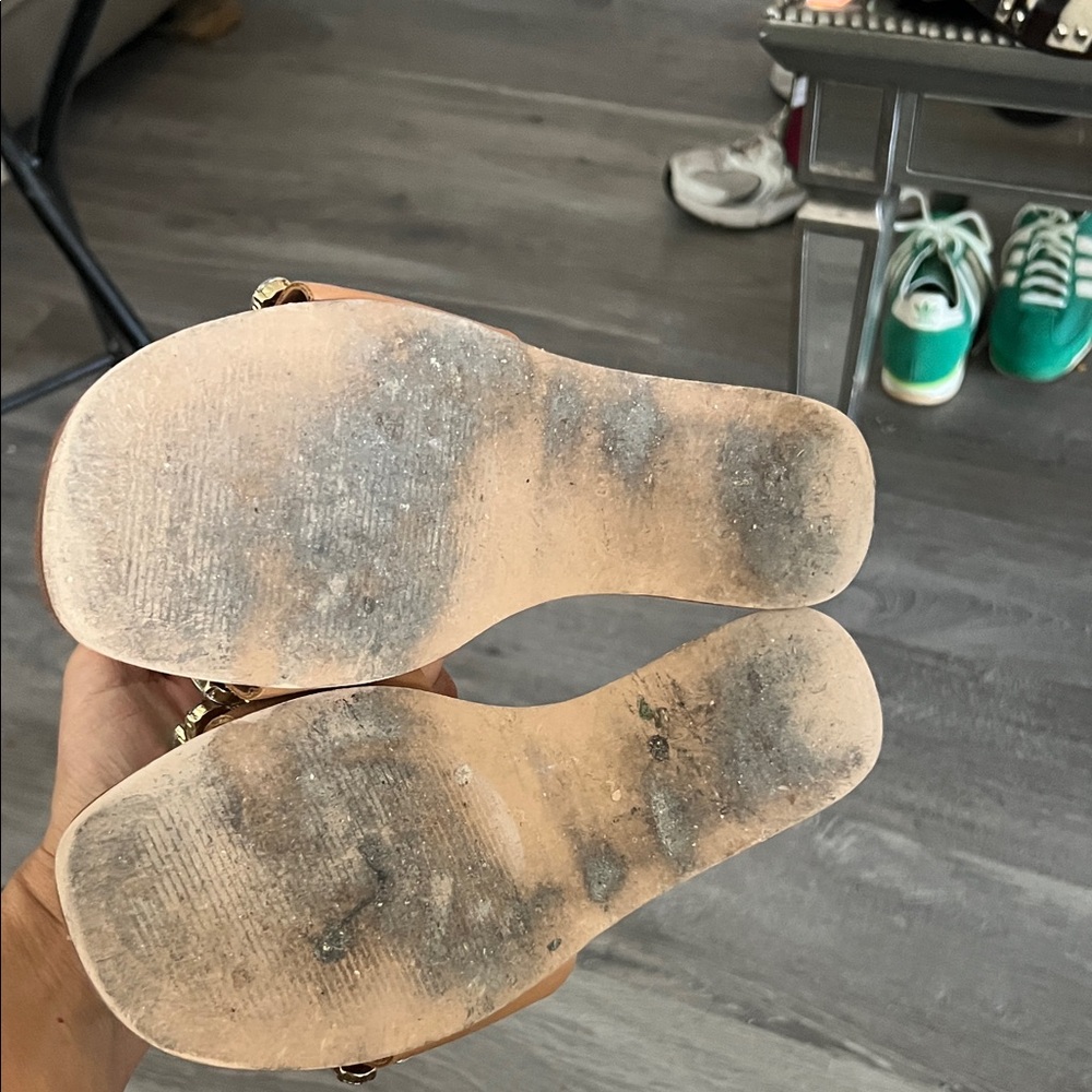 Steve Madden Brown Sandals with Iridescent Gemstones - Picture 3 of 8